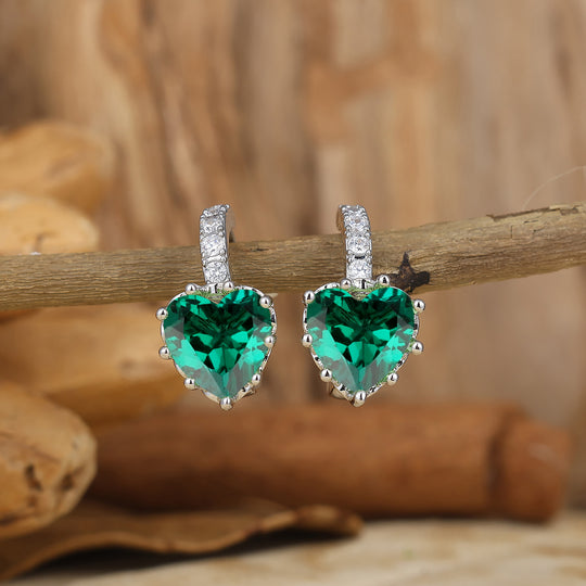 Heart Emerald Huggie Hoop Earrings Green Emerald Birthday Earrings For Her Bridesmaid Earrings -  Esdomera.com