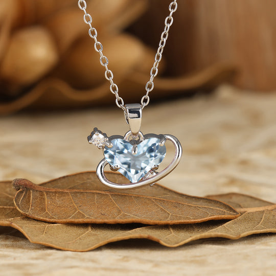 925 Sterling Silver Natural Moss Agate Heart Pendant Necklace 14K Gold Neckalce Perfect Birthday Gift