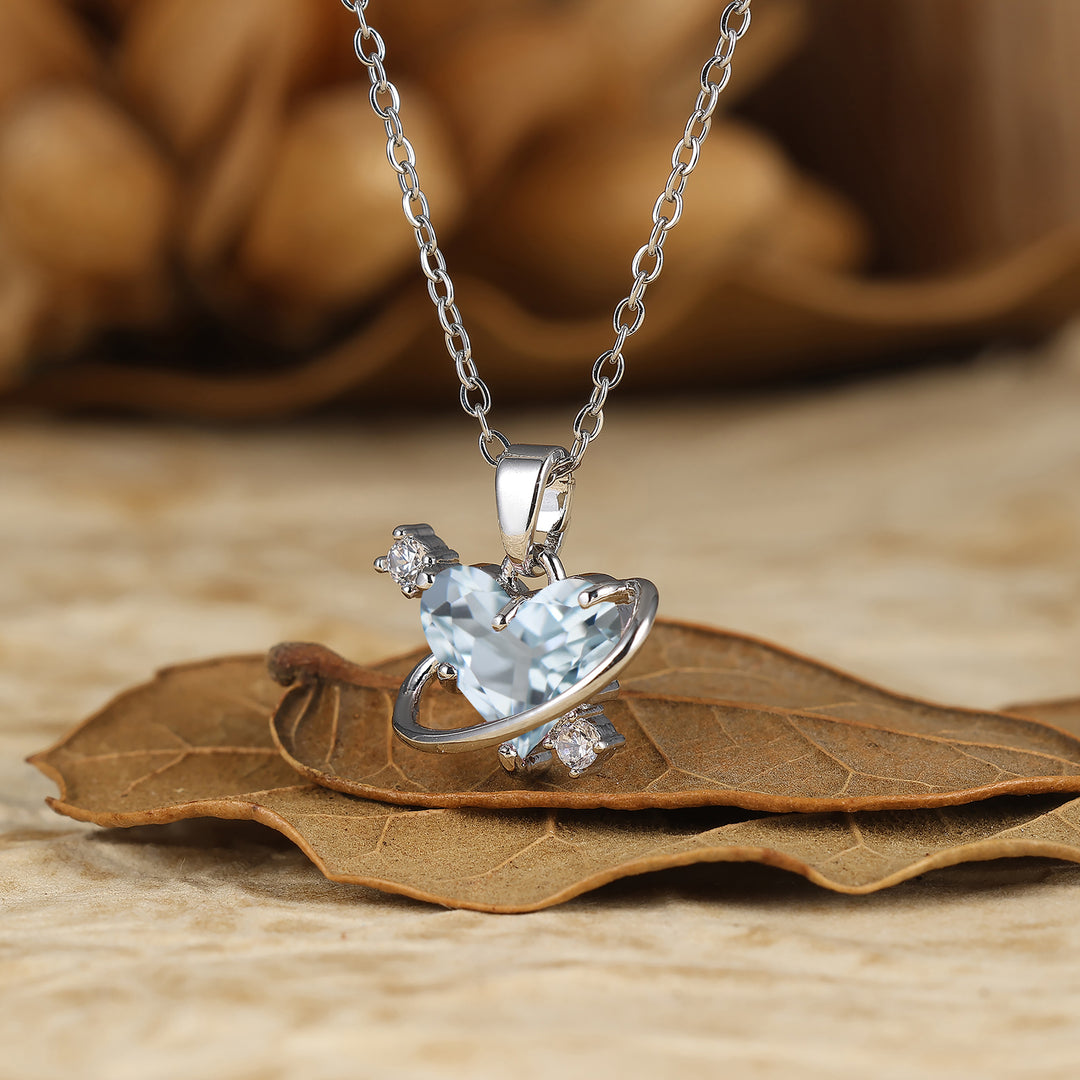 925 Sterling Silver Natural Moss Agate Heart Pendant Necklace 14K Gold Neckalce Perfect Birthday Gift