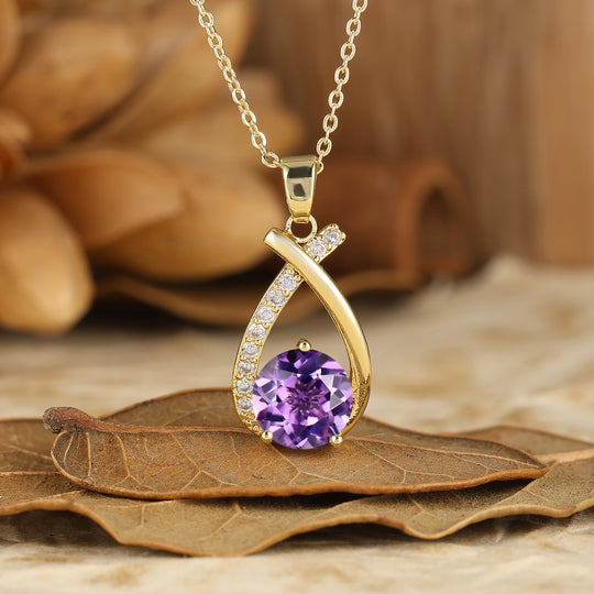 Collar colgante de ágata musgo con corte redondo delicado, collar nupcial de aniversario en oro macizo de 14K