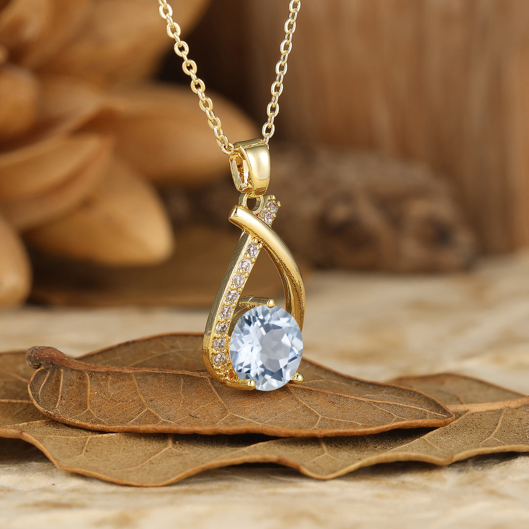 Collar colgante de ágata musgo con corte redondo delicado, collar nupcial de aniversario en oro macizo de 14K