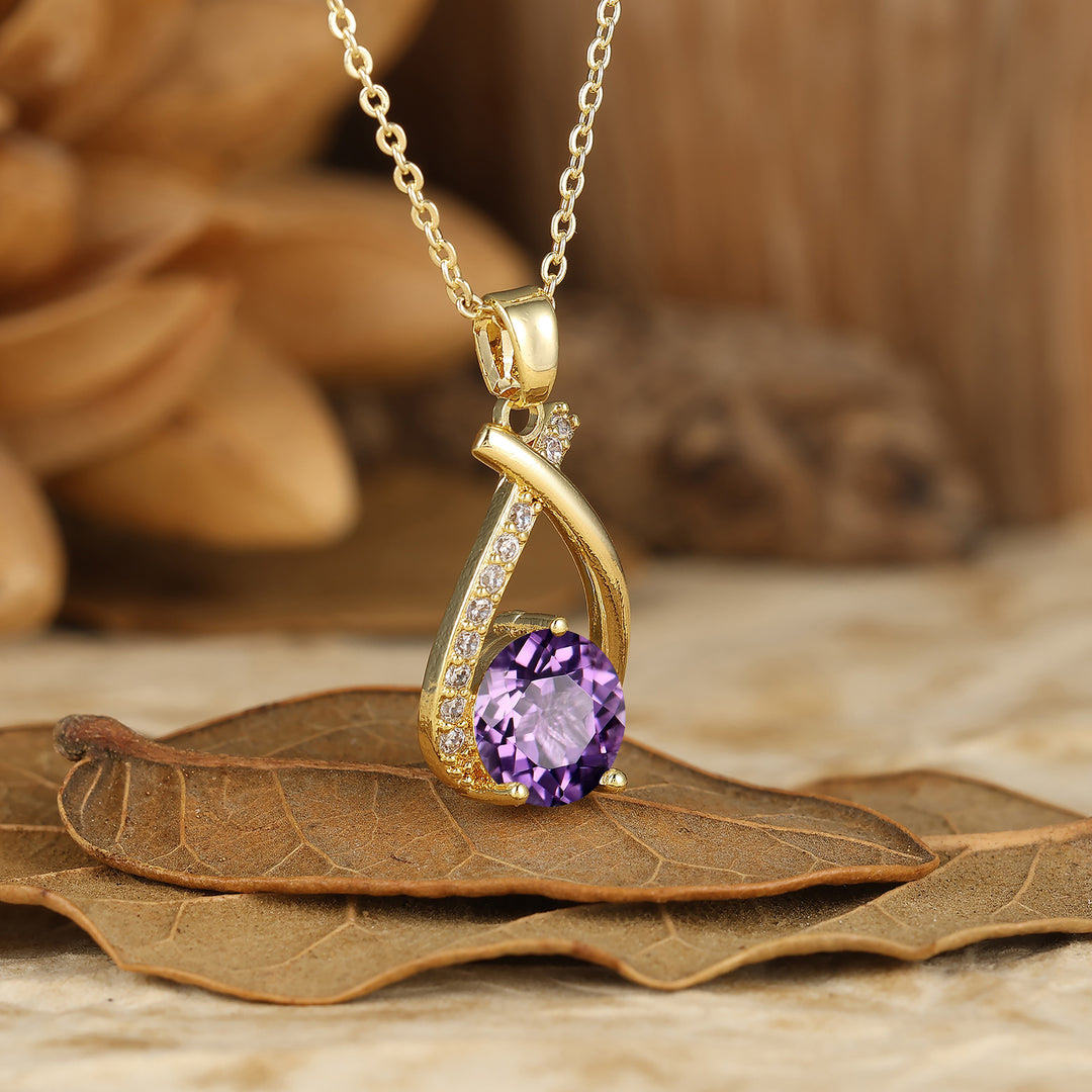 Collar colgante de ágata musgo con corte redondo delicado, collar nupcial de aniversario en oro macizo de 14K