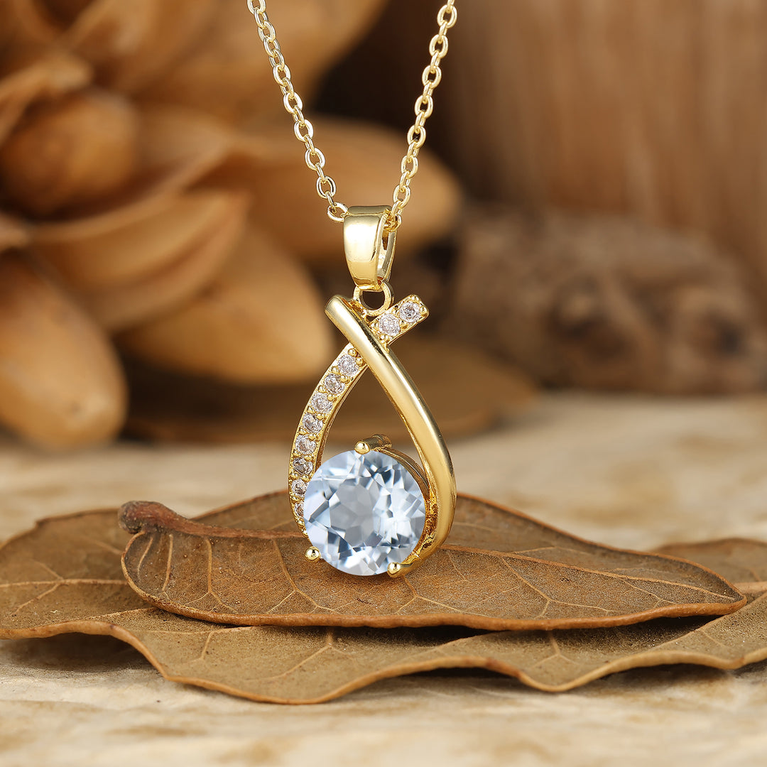 Collar colgante de ágata musgo con corte redondo delicado, collar nupcial de aniversario en oro macizo de 14K