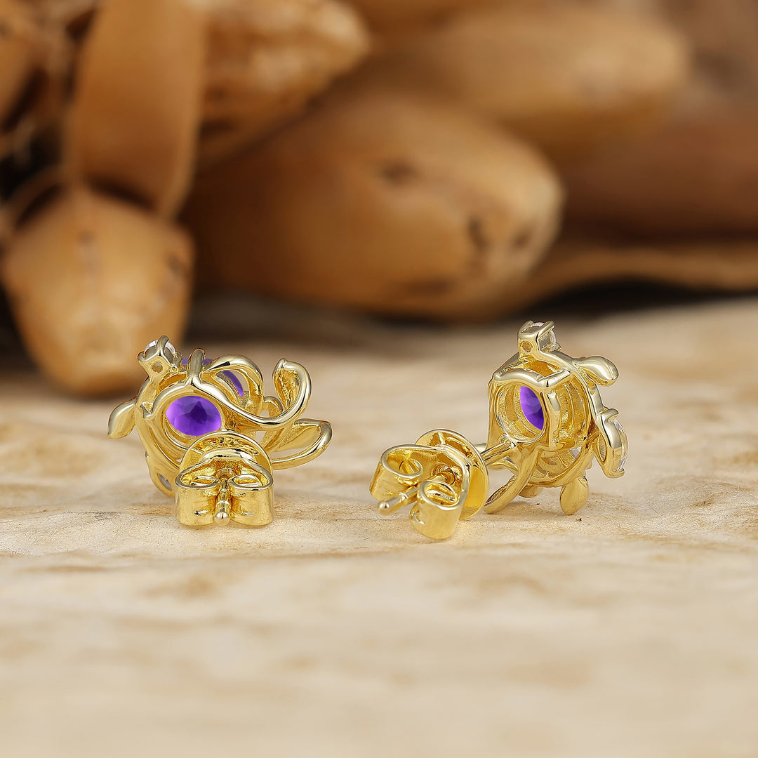 （紫水晶用副本）Leaf Inspired Round Moss Agate Stud Earrings Enveloped Sprig Green Marriage Earrings For Women -  Esdomera.com