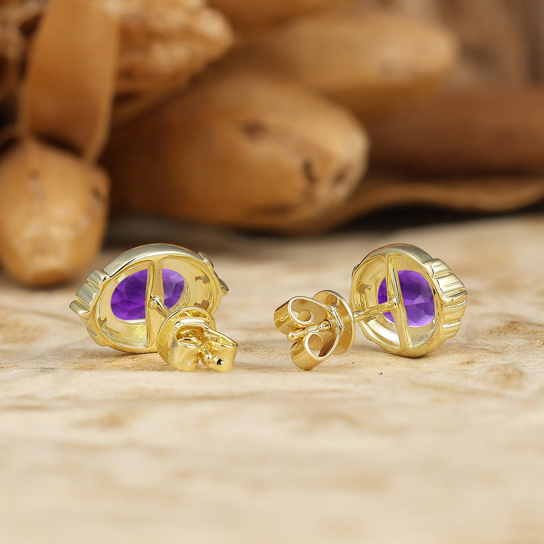 Vintage Oval Natural Amethyst Drop Earrings Halo Dangle Earrings May Birthstone Earrings For Her -  Esdomera.com