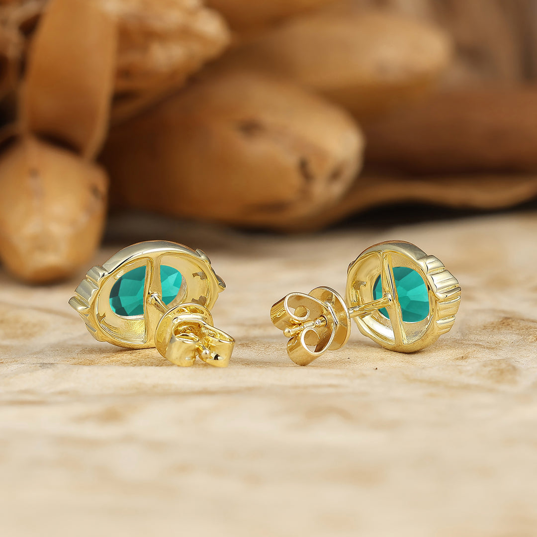 Vintage Oval Emerald Drop Earrings Halo Dangle Earrings May Birthstone Earrings For Her -  Esdomera.com