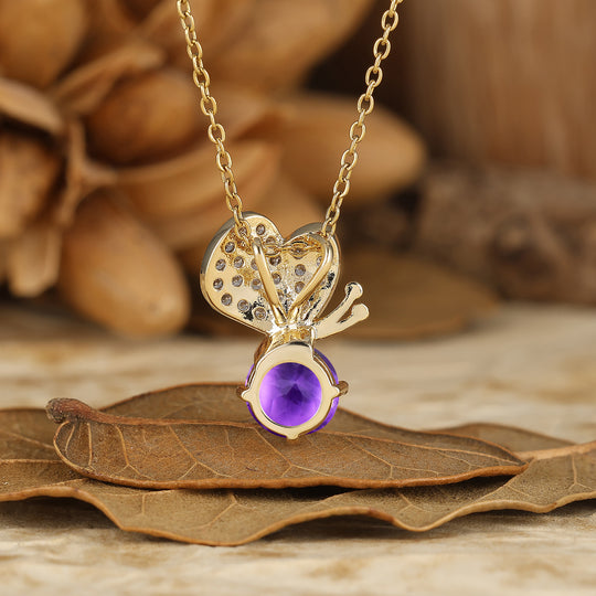 Collana con Ciondolo Rotondo in Agata Muschiata Farfalla Fantasiosa Collana Elegante da Donna Regalo