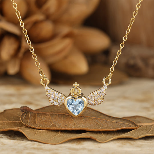 Delicate Fairy Wing Moss Agate Pendant Necklace Heart Cut Moss Agate Necklace For Her