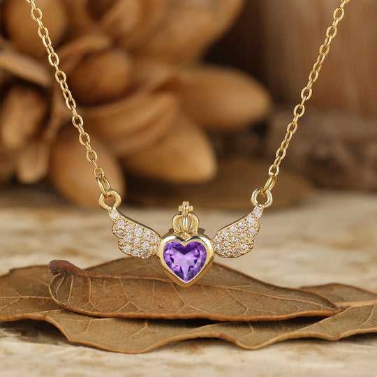 Delicate Fairy Wing Moss Agate Pendant Necklace Heart Cut Moss Agate Necklace For Her