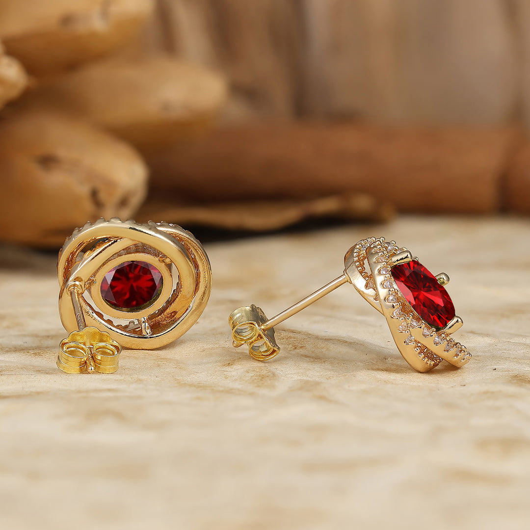 Art Deco Round Ruby Criss Cross Stud Earrings Dainty Pavé Women Earrings -  Esdomera.com