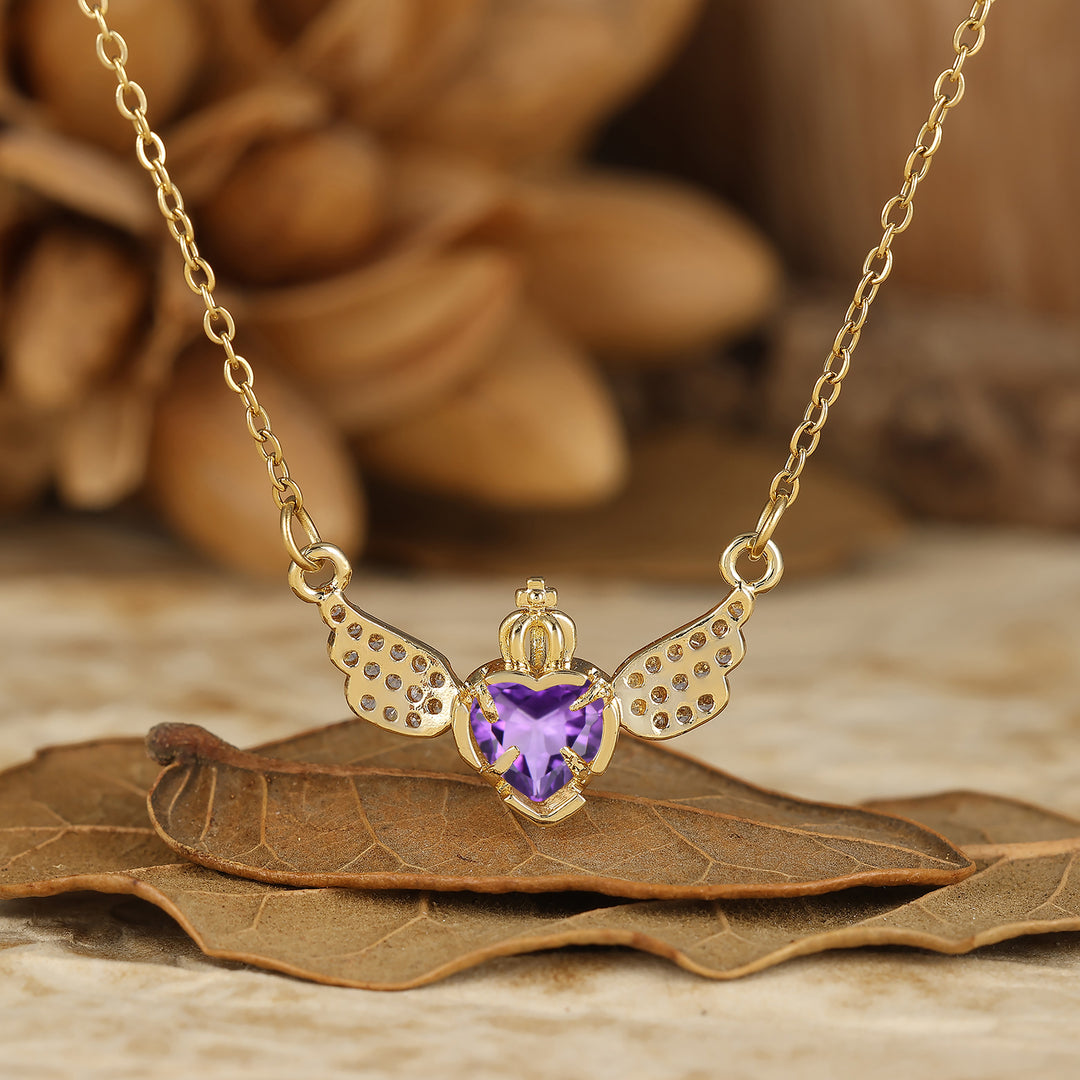 Delicate Fairy Wing Moss Agate Pendant Necklace Heart Cut Moss Agate Necklace For Her