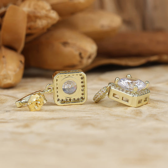 Vintage Round Moissanite Dangle Drops Halo Earrings Filigree Earrings For Her -  Esdomera.com