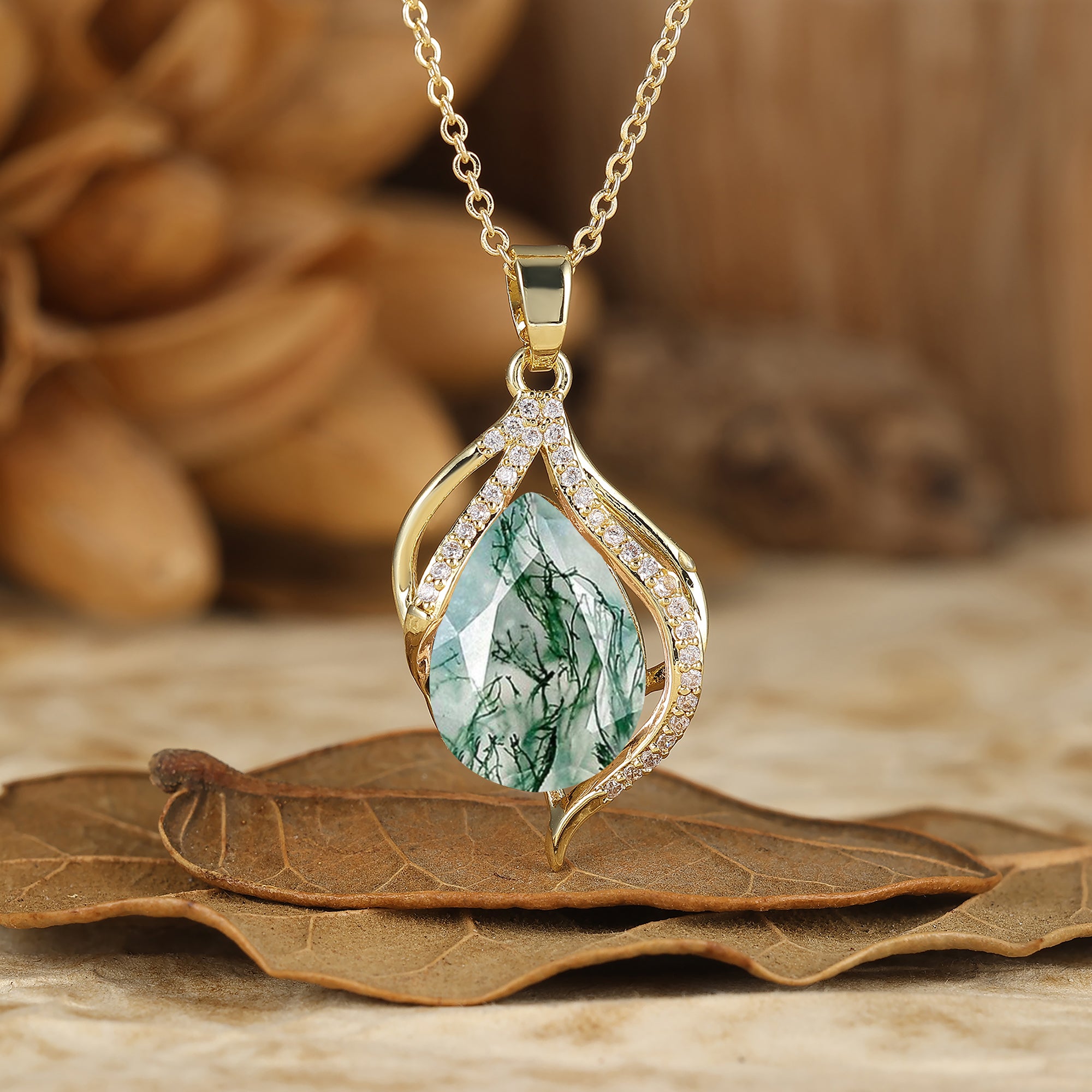 Martin&MacArthur ネックレス Vintage 1.5CT Pear Cut Aquamarine Necklace Bridal Pendant Necklace