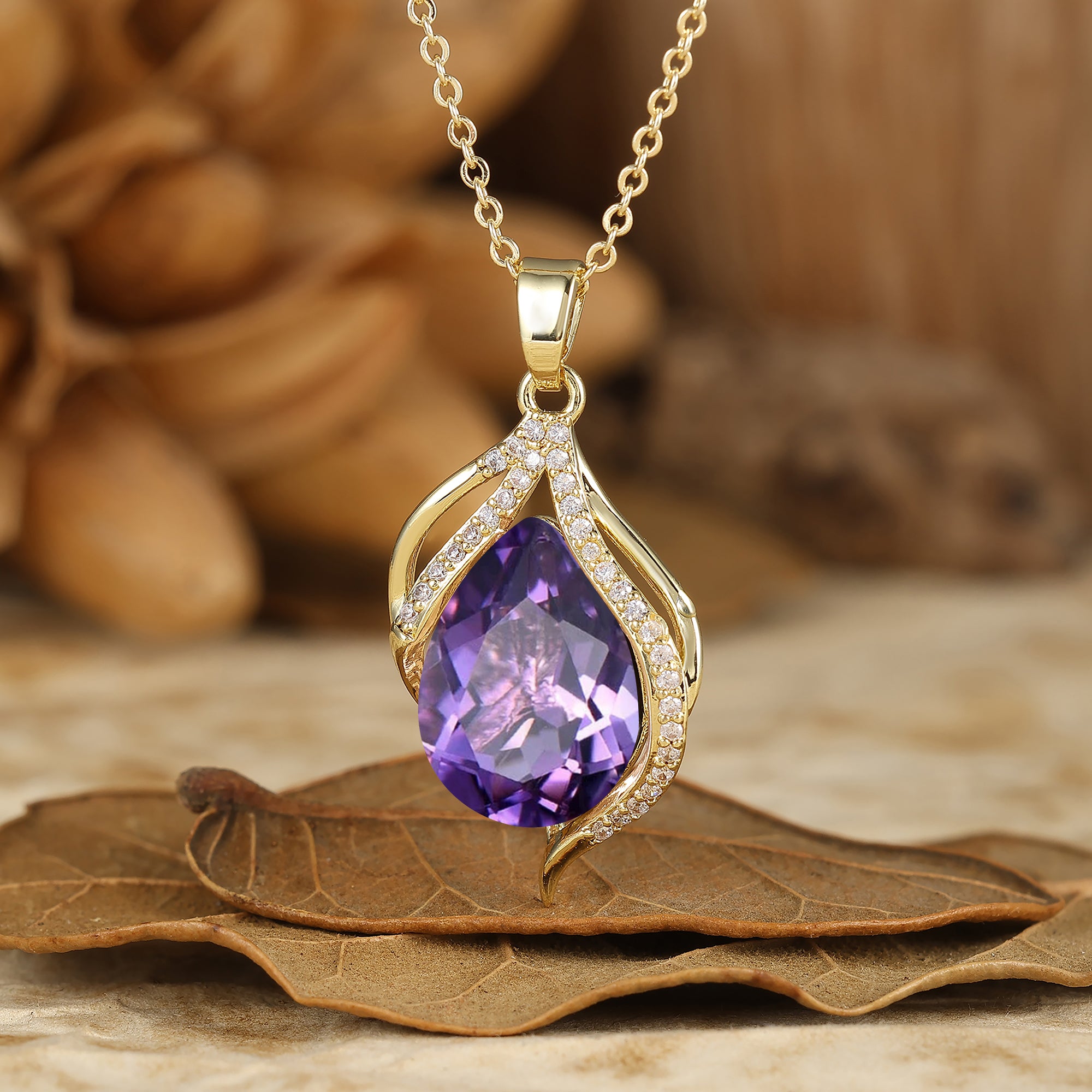 Vintage 1.5CT Pear Cut Aquamarine Necklace Bridal Pendant Necklace