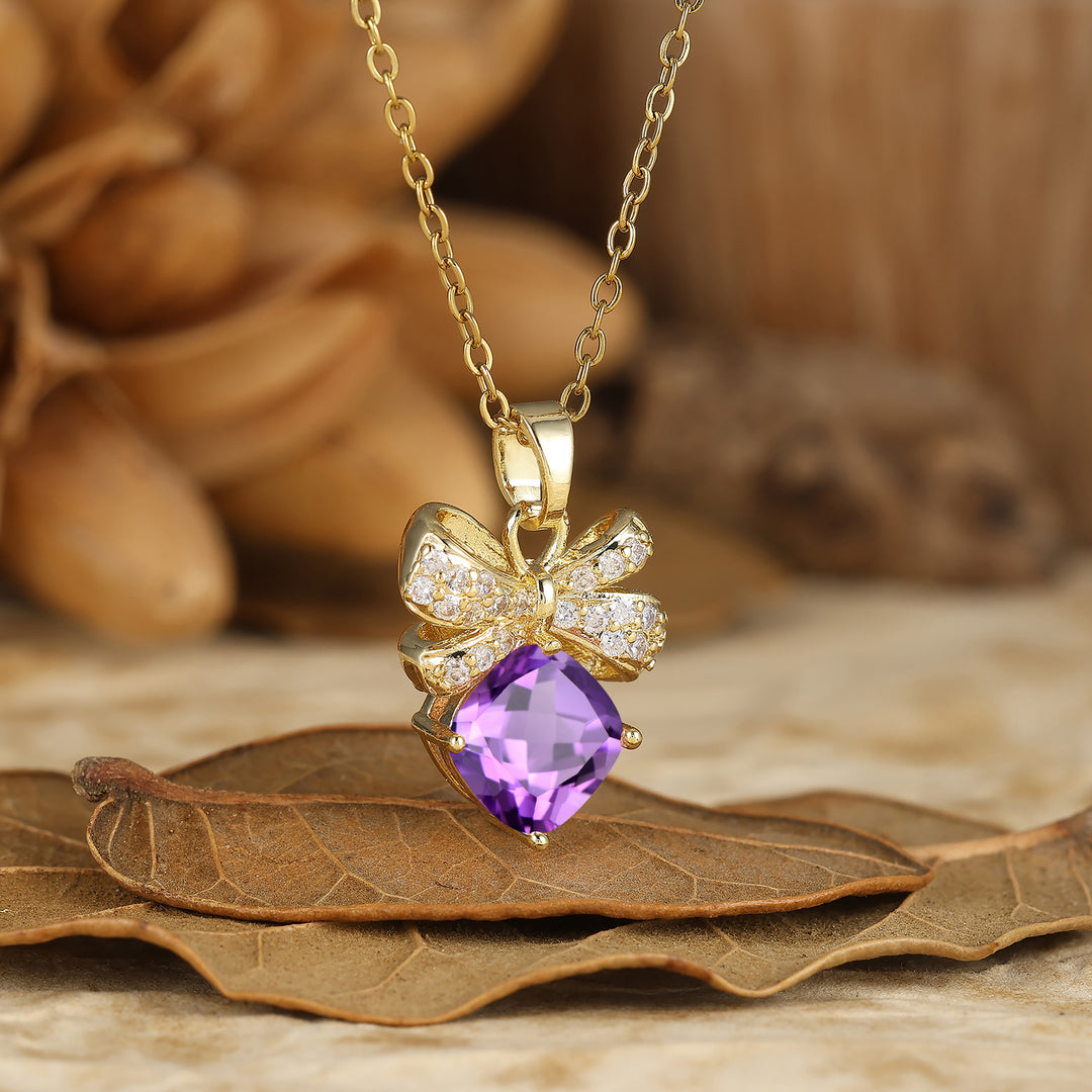 Funkelnde Schleifen-Design Aquamarin Anhänger Halskette Kissen-Schliff Aquamarin Halskette