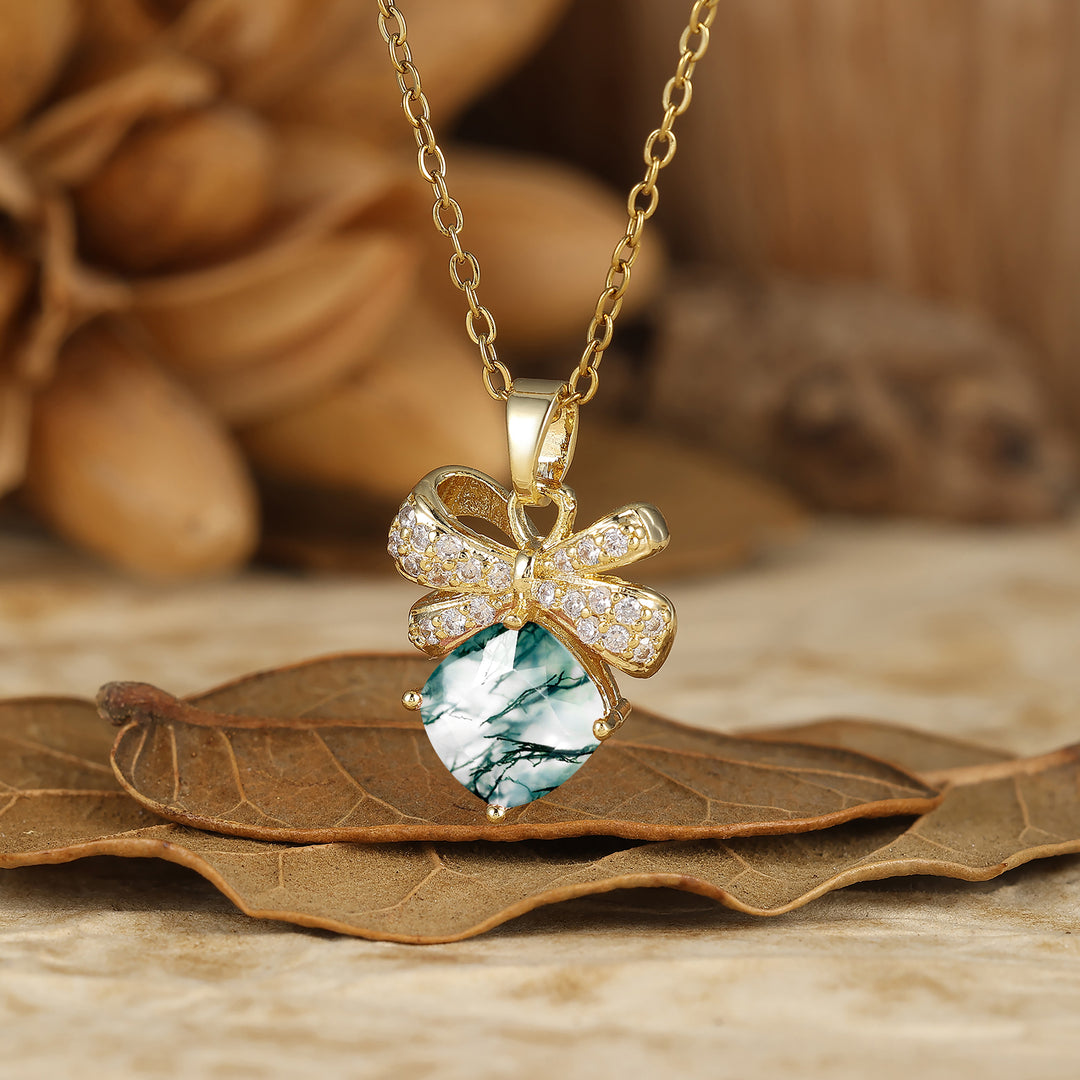 Funkelnde Schleifen-Design Aquamarin Anhänger Halskette Kissen-Schliff Aquamarin Halskette