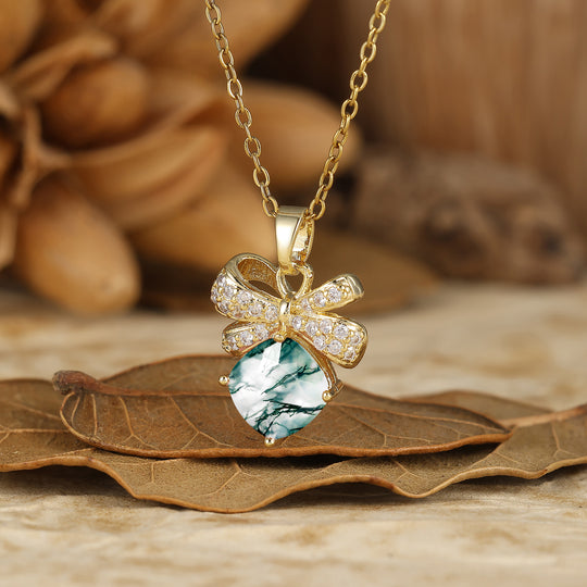 Funkelnde Schleifen-Design Aquamarin Anhänger Halskette Kissen-Schliff Aquamarin Halskette