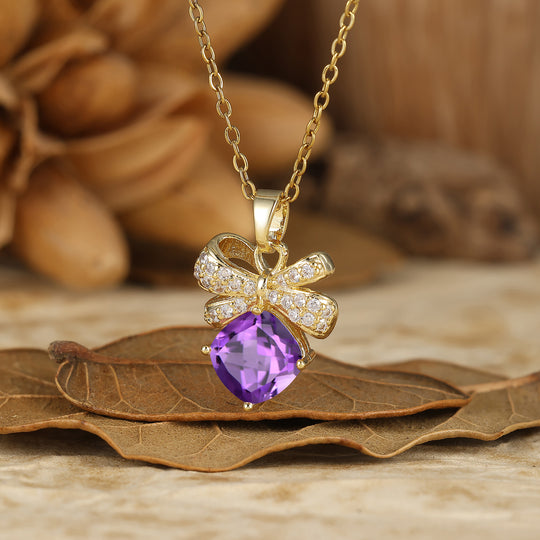 Funkelnde Schleifen-Design Aquamarin Anhänger Halskette Kissen-Schliff Aquamarin Halskette