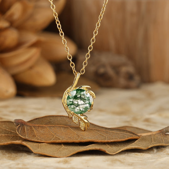 Nature-inspirierte runde natürliche Amethyst-Solitär-Blattwickel-Anhänger-Halskette 14K Gold Halskette für Damen