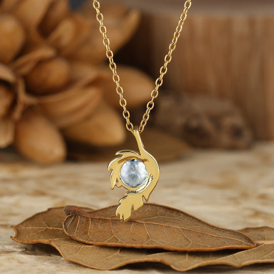 Nature-inspirierte runde natürliche Amethyst-Solitär-Blattwickel-Anhänger-Halskette 14K Gold Halskette für Damen