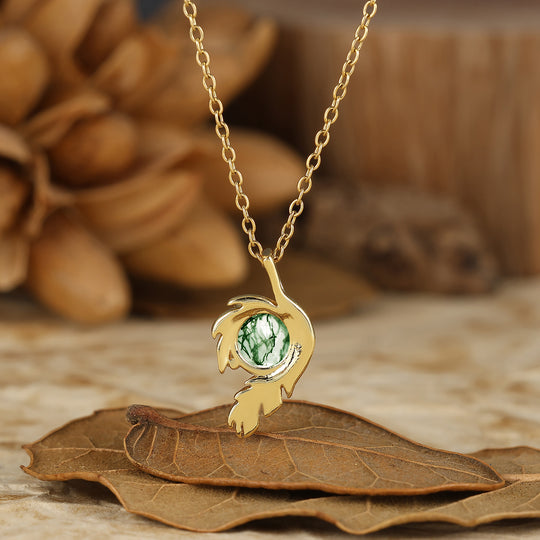 Nature-inspirierte runde natürliche Amethyst-Solitär-Blattwickel-Anhänger-Halskette 14K Gold Halskette für Damen