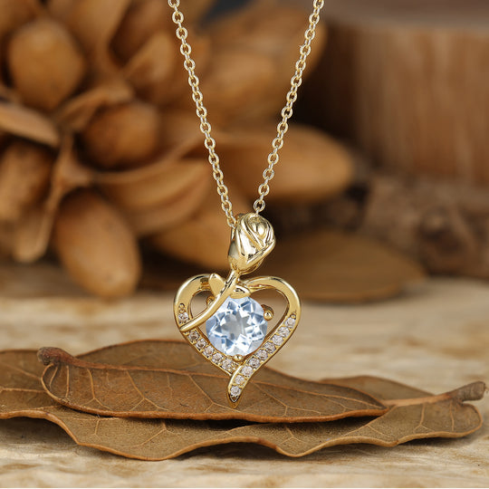 Natural Moss Agate Collana con Motivo a Cuore Pendente Floreale Rosa per Lei