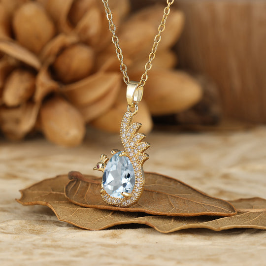 925 Sterling Silver Unique Teardrop Elegant Natural Amethyst Swan/Peacock Pendant Necklace for Women