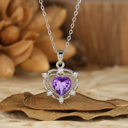 925 Argento Sterling Naturale Agata Muschiata a Cuore Corona Ciondolo Collana Collana in Oro 14K per Donna