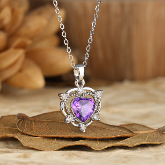 925 Argento Sterling Naturale Agata Muschiata a Cuore Corona Ciondolo Collana Collana in Oro 14K per Donna