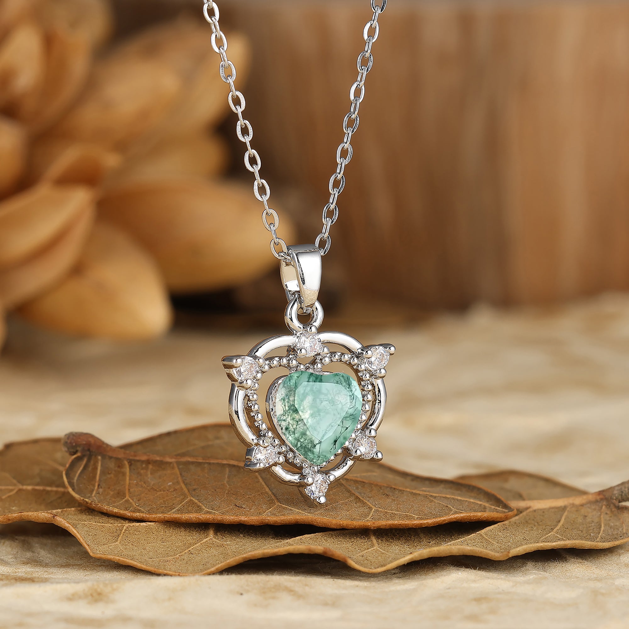 925 Sterling Silver Amethyst Heart Crown Pendant Necklace 14K Gold