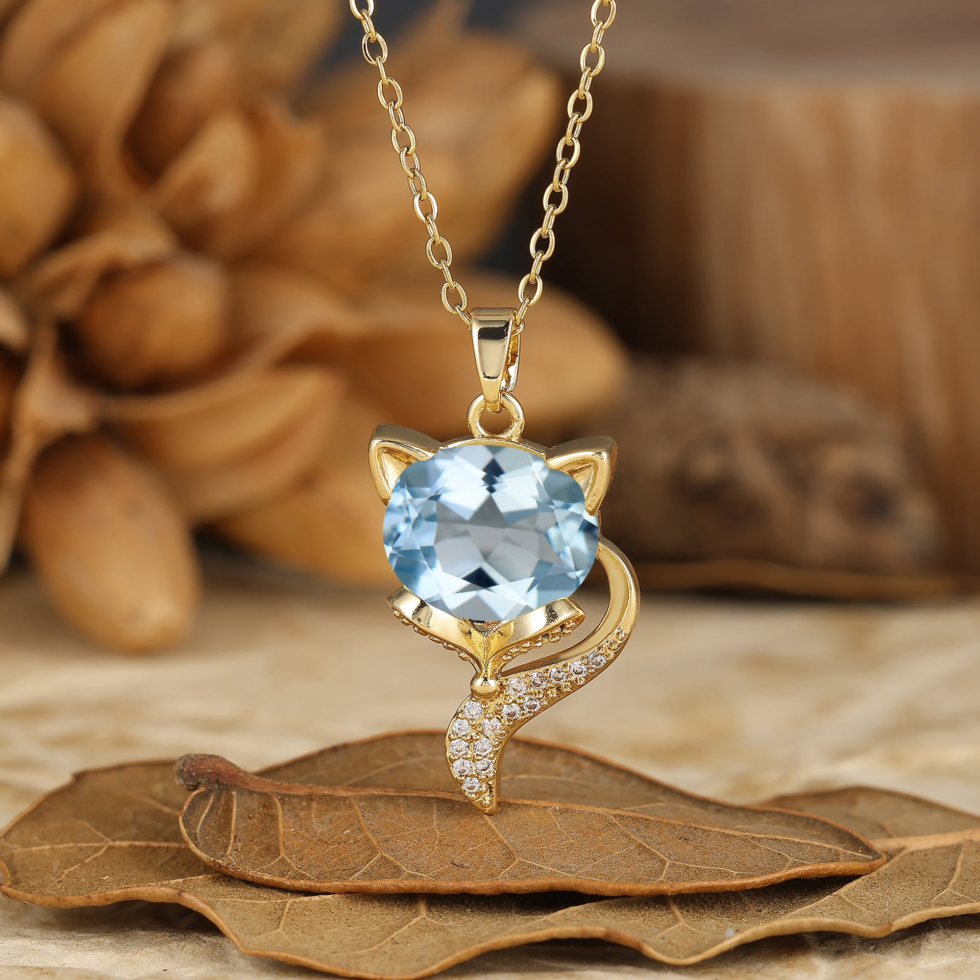 Unique Animal Oval Cut Natural Moss Agate Fox Solitaire Pendant