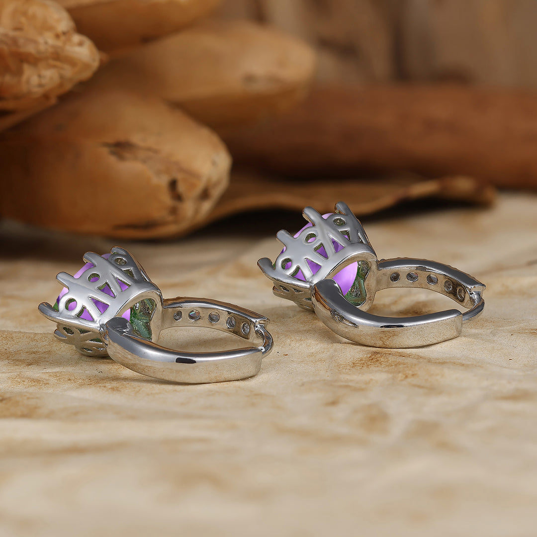 Heart-shape Purple Amethyst Hoop Earrings 14K Solid Gold Earrings Women Gift -  Esdomera.com