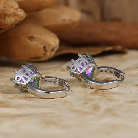 Heart-shape Purple Amethyst Hoop Earrings 14K Solid Gold Earrings Women Gift -  Esdomera.com