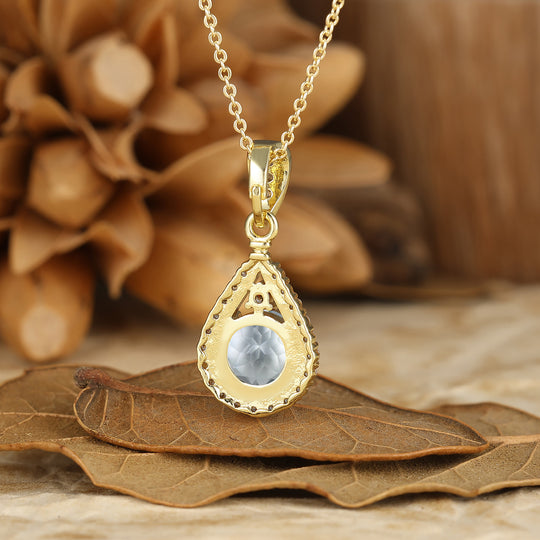 Collier en agate mousse avec pendentif goutte d'eau inspiré de la nature, coupe ronde, collier en agate mousse pour elle