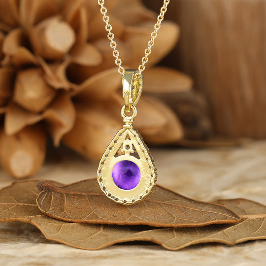 Collier en agate mousse avec pendentif goutte d'eau inspiré de la nature, coupe ronde, collier en agate mousse pour elle