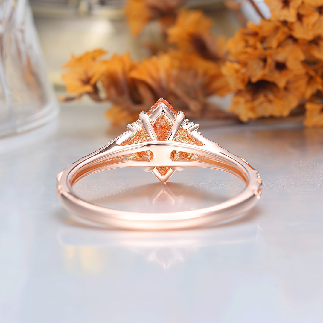 Nature-Inspired Vintage 14K Yellow Gold Natural Sunstone Engagement Ring Filigree Wedding Ring -  Esdomera.com