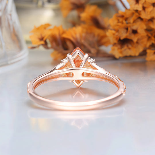 Nature-Inspired Vintage 14K Yellow Gold Natural Sunstone Engagement Ring Filigree Wedding Ring -  Esdomera.com