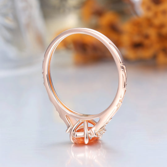 Nature-Inspired Vintage 14K Yellow Gold Natural Sunstone Engagement Ring Filigree Wedding Ring -  Esdomera.com