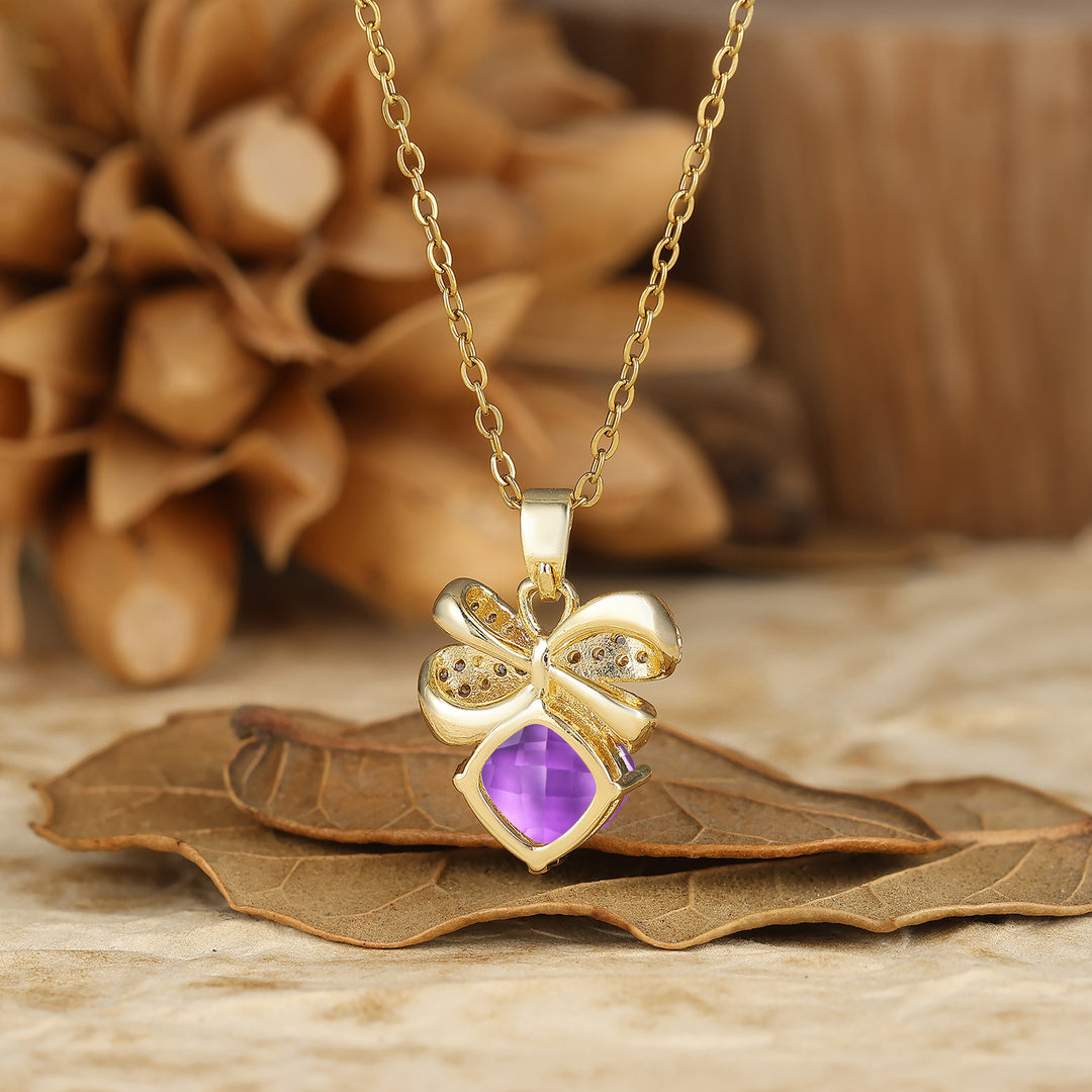 Funkelnde Schleifen-Design Aquamarin Anhänger Halskette Kissen-Schliff Aquamarin Halskette