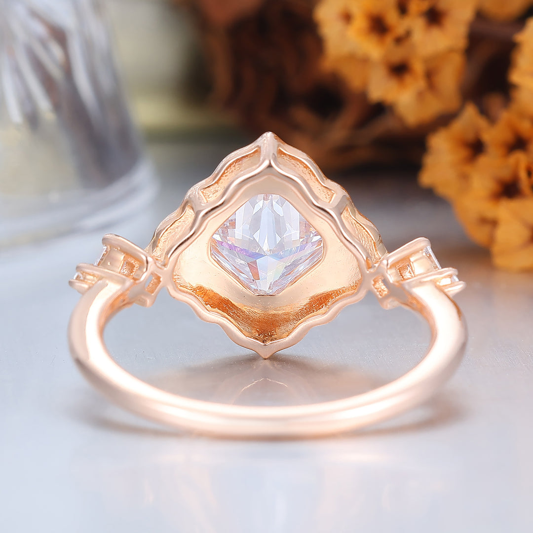 Ornate Sunstone Roségoud Ring met Resinaccenten Vintage Verlovingsring
