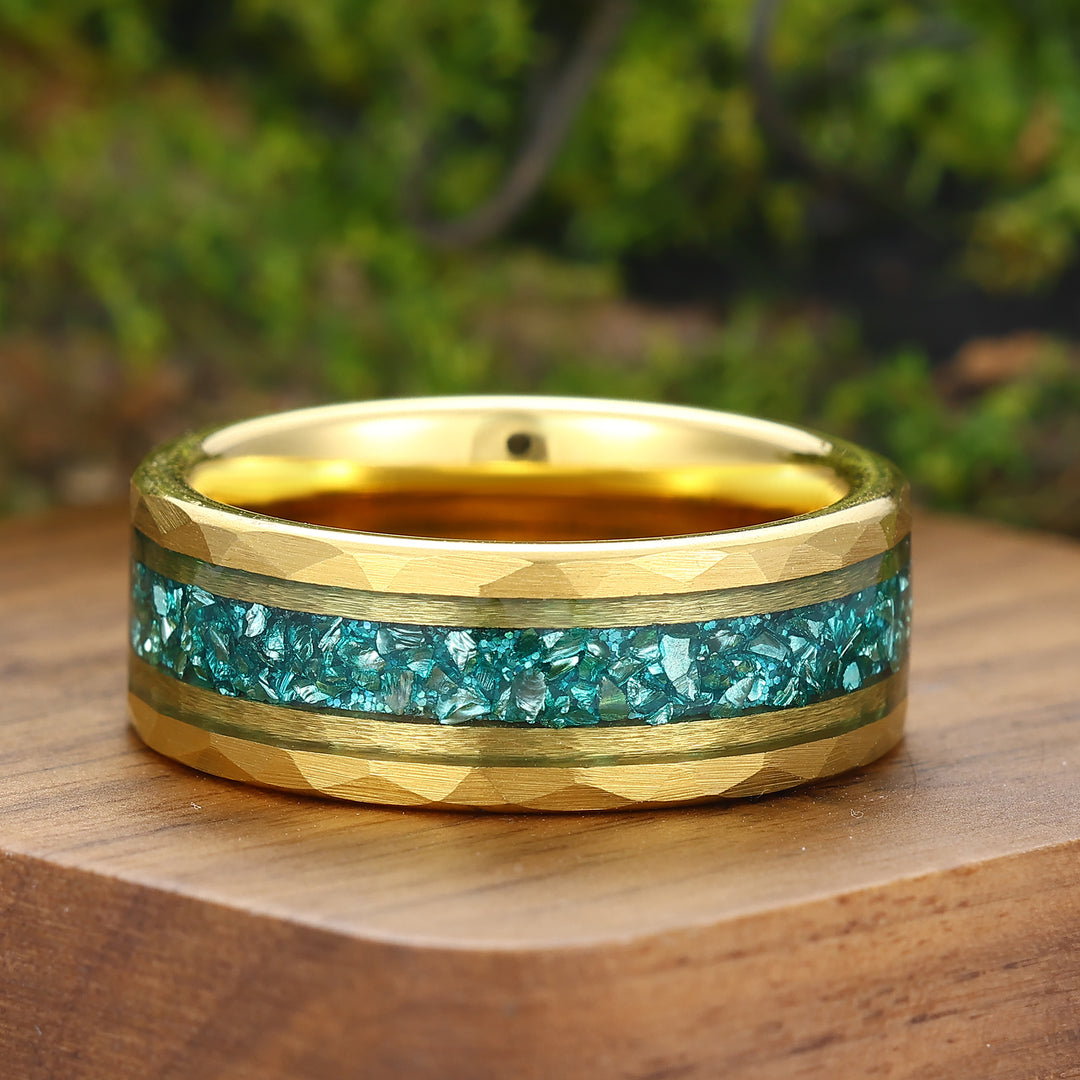 Brilliant Pear Cut Emerald Leaf Design Couple Ring Set Nature Inspired Rings For Men And Women