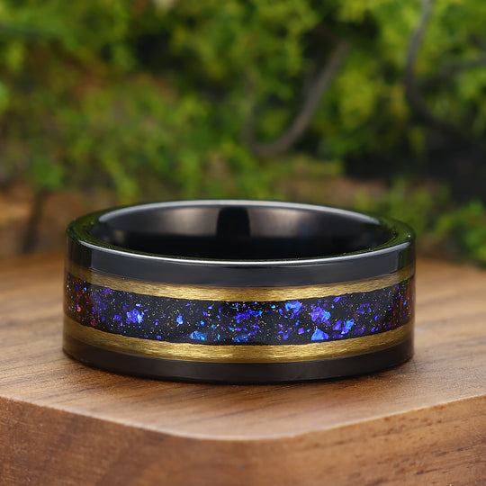 Smooth Sapphire Tungsten Wedding Ring Scratch-resistant 8mm Men's Wide Band