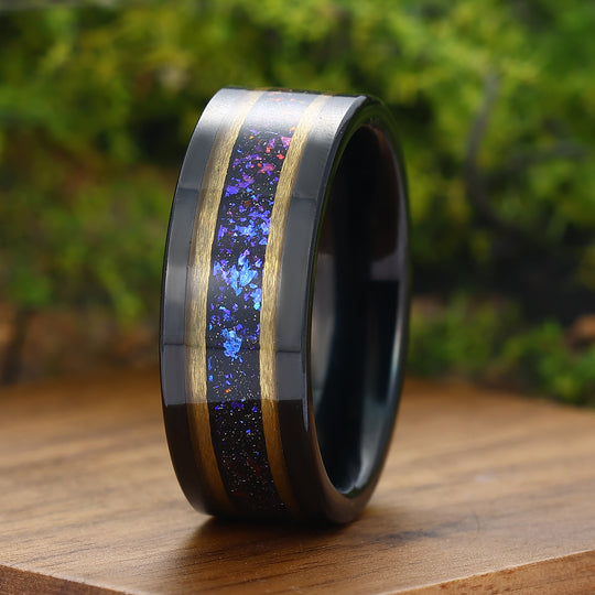 Smooth Sapphire Tungsten Wedding Ring Scratch-resistant 8mm Men's Wide Band