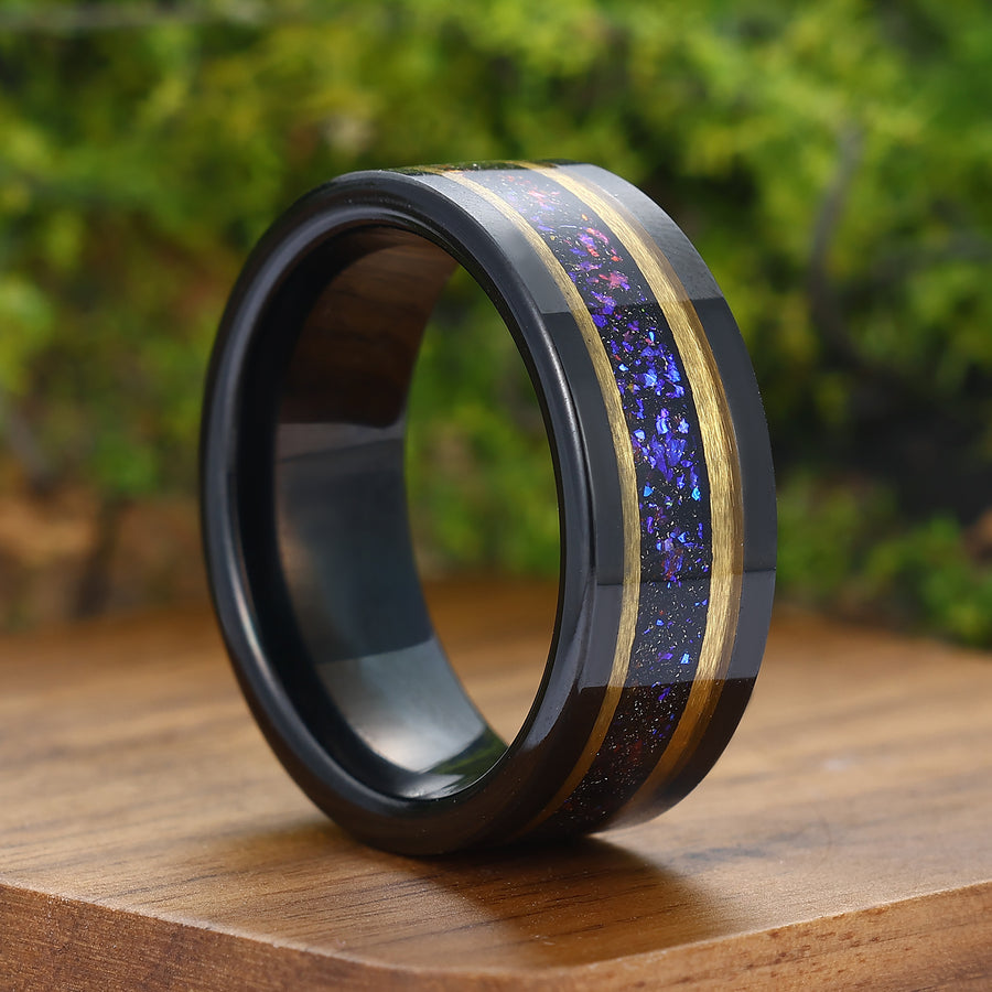 Smooth Sapphire Tungsten Wedding Ring Scratch-resistant 8mm Men's Wide Band