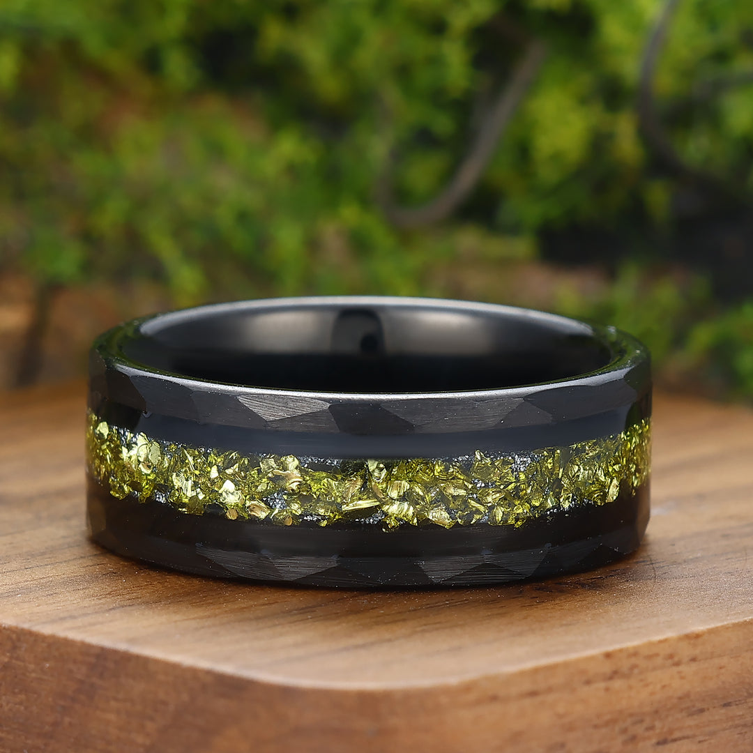 Handmade Peridot Unisex Ring 8mm Tungsten Wedding Band August Birthstone Ring