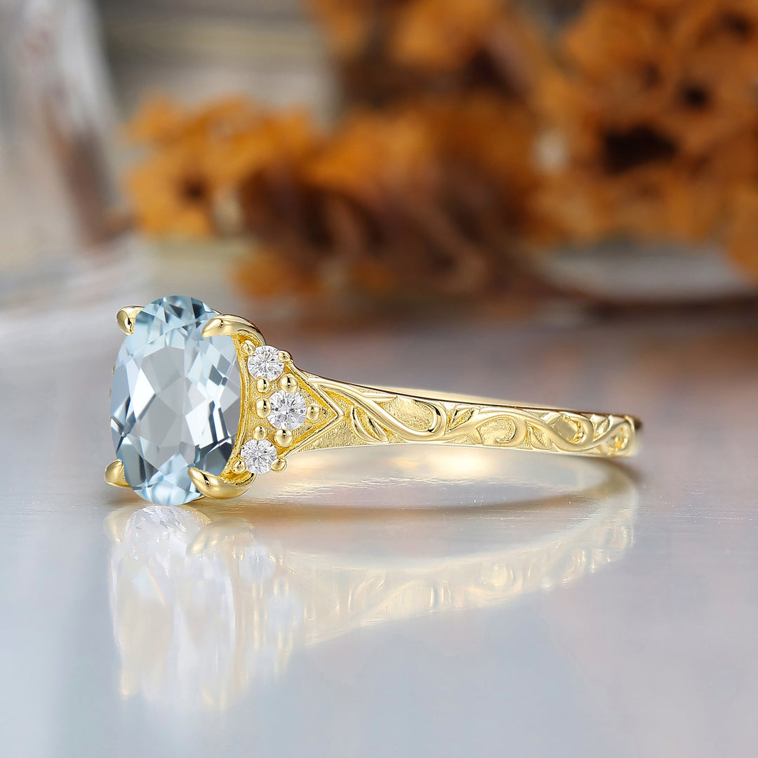4770- Bague Or Rose Aigue-marine De 26,00 Ct Et Diamants 4770- Bague Or Rose Aigue-marine De 26,00 Ct Et Diamants