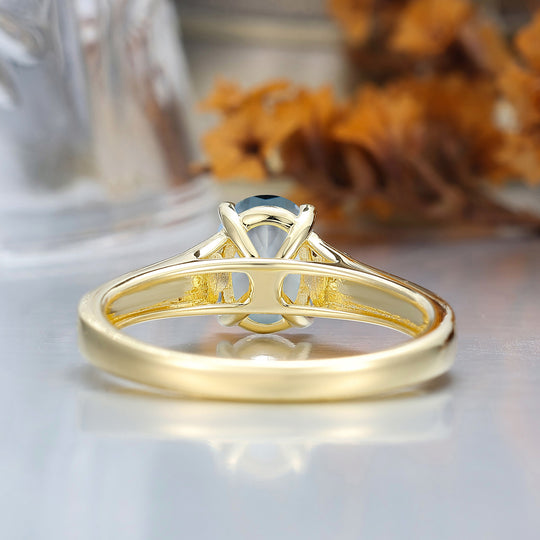 Retro Rose Floral Style Oval Cut Aquamarine Bridal Ring Solitaire Moissanite Wedding Ring For Her