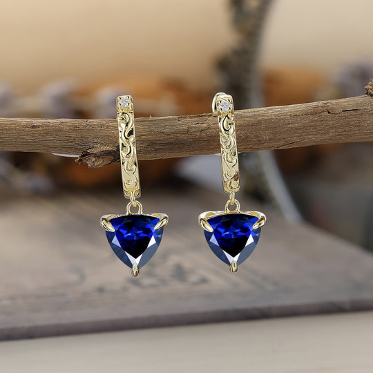 Elegant Fat Triangle Sapphire Women Dangle Earrings September Birthstone Earrings -  Esdomera.com