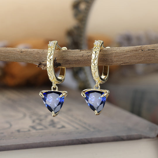 Elegant Fat Triangle Sapphire Women Dangle Earrings September Birthstone Earrings -  Esdomera.com