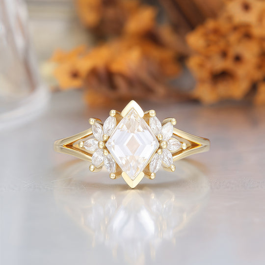 Art Deco Petal Moissanite Engagement His and Hers Wedding Rings Gold Leaf Tungsten Matching Rings -  Esdomera.com